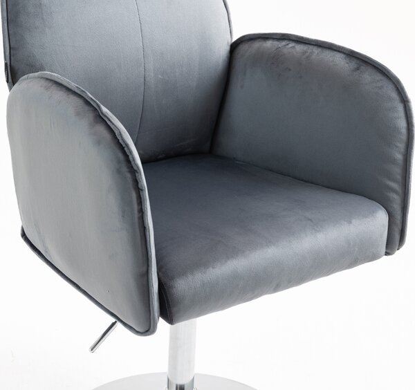 HR280N Scaun Grafit din Catifea cu Bază Cromata