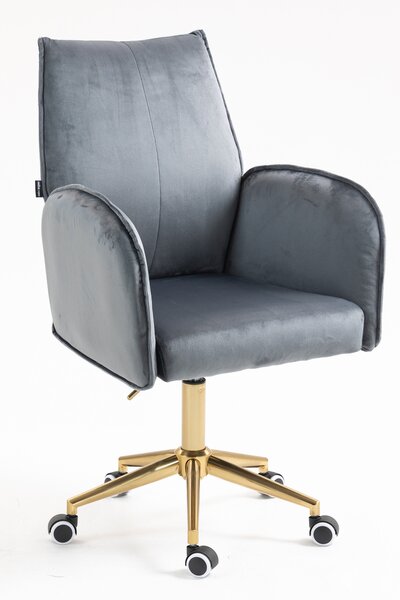 HR280K Scaun Grafit din Catifea cu Bază Aurie
