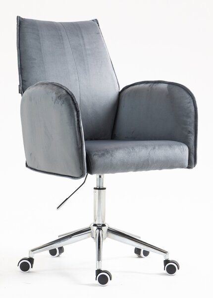 HR280K Scaun Grafit din Catifea cu Bază Cromata