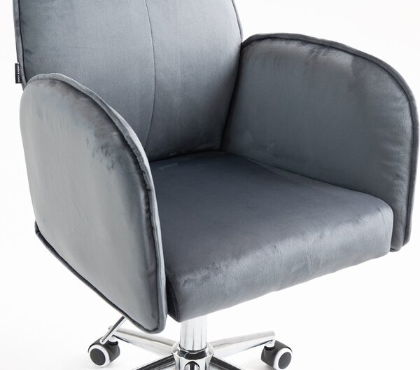 HR280K Scaun Grafit din Catifea cu Bază Cromata