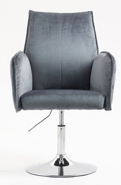 HR280N Scaun Grafit din Catifea cu Bază Cromata