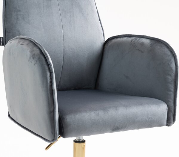 HR280K Scaun Grafit din Catifea cu Bază Aurie
