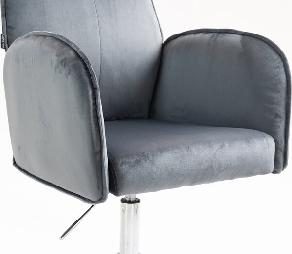 HR280K Scaun Grafit din Catifea cu Bază Cromata
