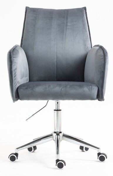 HR280K Scaun Grafit din Catifea cu Bază Cromata