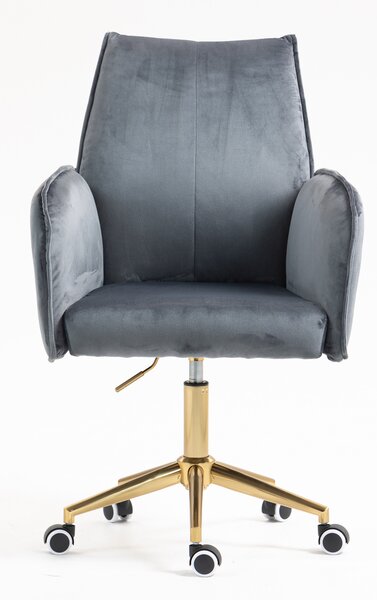 HR280K Scaun Grafit din Catifea cu Bază Aurie