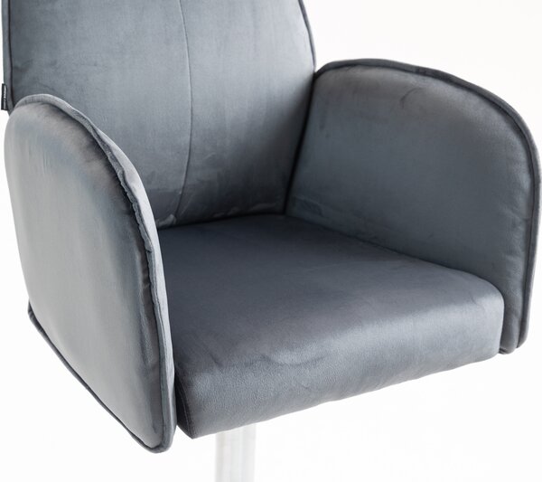 HR280W Scaun Grafit din Catifea cu Bază Cromata