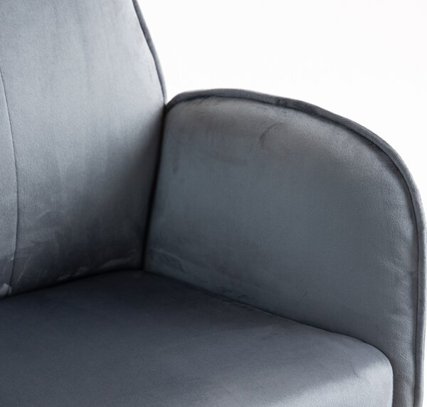 HR280W Scaun Grafit din Catifea cu Bază Cromata