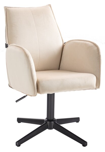 HR280CROSS Scaun Crem din Catifea cu Bază Neagră