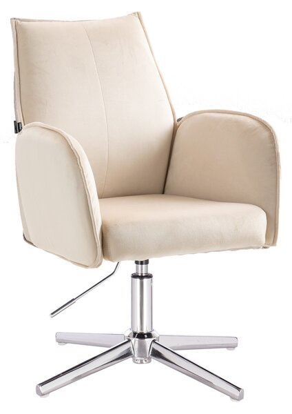 HR280CROSS Scaun Crem din Catifea cu Bază Cromata