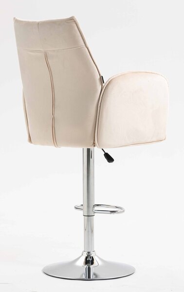 HR280W Scaun Crem din Catifea cu Bază Cromata