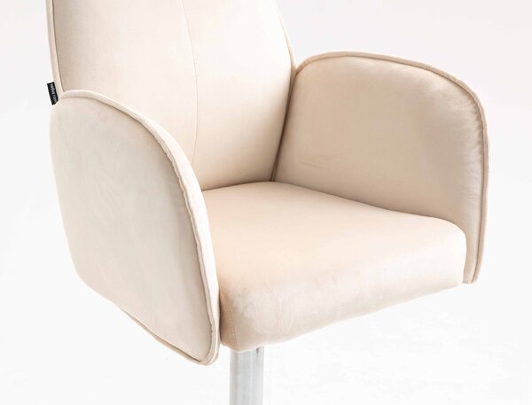 HR280W Scaun Crem din Catifea cu Bază Cromata