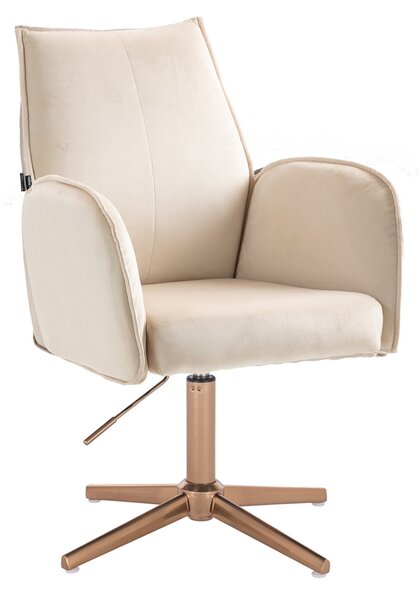 HR280CROSS Scaun Crem din Catifea cu Bază Aurie
