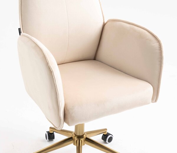 HR280K Scaun Crem din Catifea cu Bază Aurie