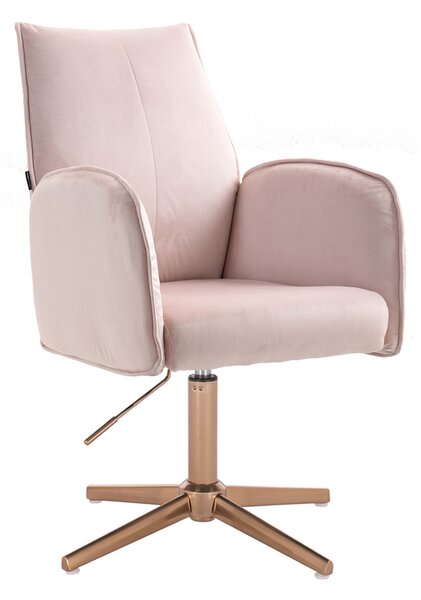 HR280CROSS Scaun Roz din Catifea cu Bază Aurie