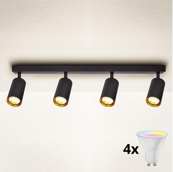 Brilagi - Spot LED RGBW reglabil SELE 4xGU10/4,8W/230V negru/auriu
