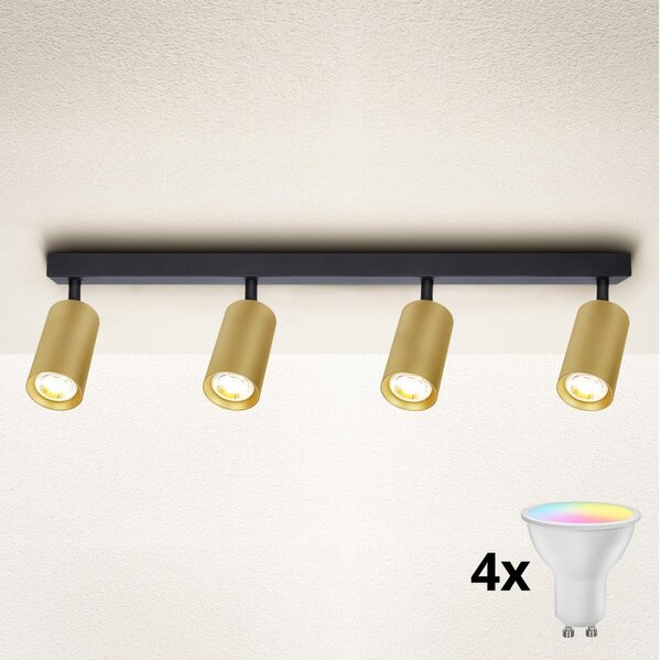 Brilagi - Spot LED RGBW reglabil SELE GOLDEN 4xGU10/4,8W/230V negru/auriu