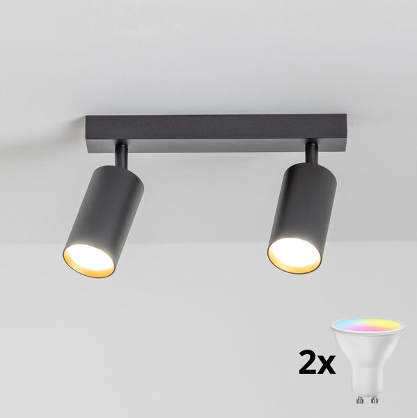 Brilagi - Spot LED RGBW reglabil SELE 2xGU10/4,8W/230V negru/auriu