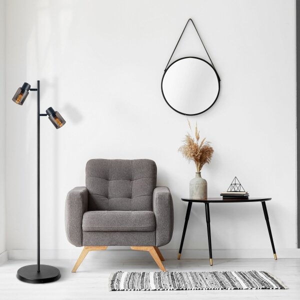 Lampadar REBECCA 2xE14/8W/230V negru/fumuriu