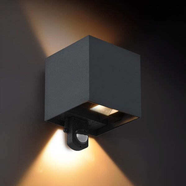 Brilagi - Aplică LED de exterior cu senzor CUBE LED/6W/230V antracit