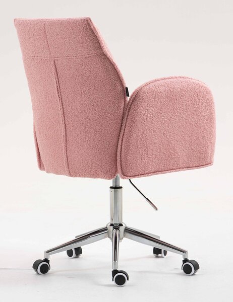 HR280K Scaun Roz Pudra Boucle cu Bază Cromata