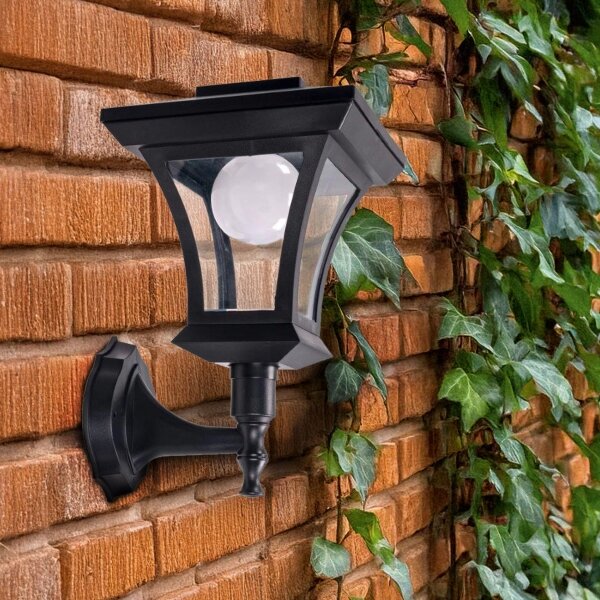 Lampă solară de perete cu LED TIRANA, 1,2 V, 1800 mAh, IP44, neagră