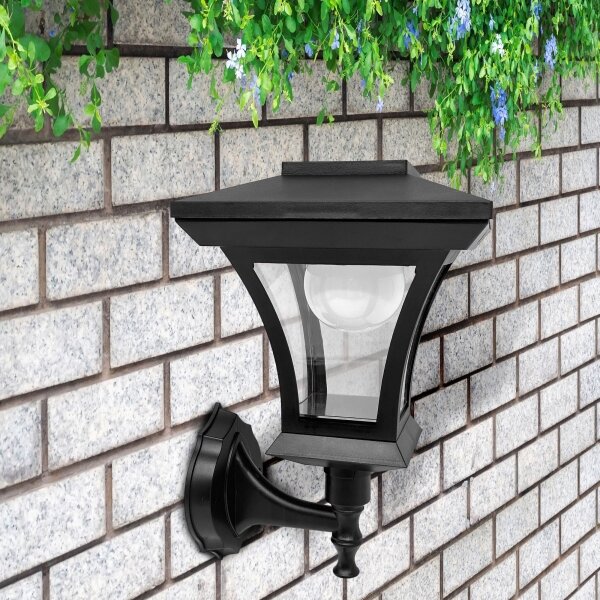 Lampă solară de perete cu LED TIRANA, 1,2 V, 1800 mAh, IP44, neagră