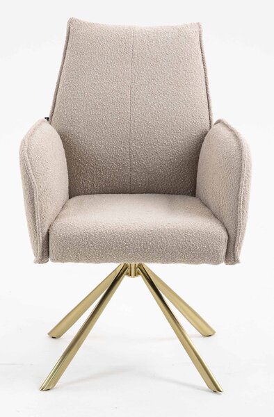 HR280 BAZĂ STEA Scaun Latte Boucle cu Bază Aurie