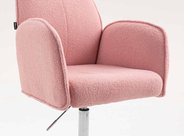 HR280K Scaun Roz Pudra Boucle cu Bază Cromata