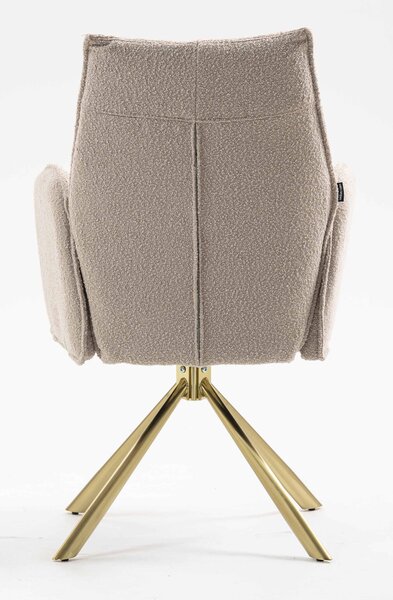 HR280 BAZĂ STEA Scaun Latte Boucle cu Bază Aurie