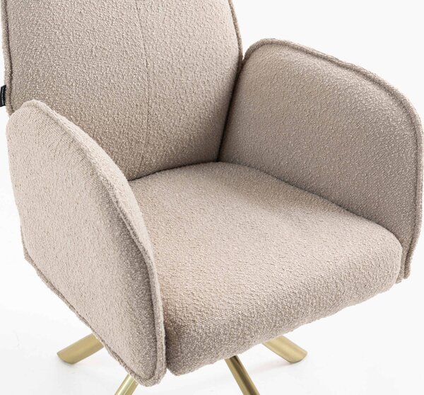 HR280 BAZĂ STEA Scaun Latte Boucle cu Bază Aurie