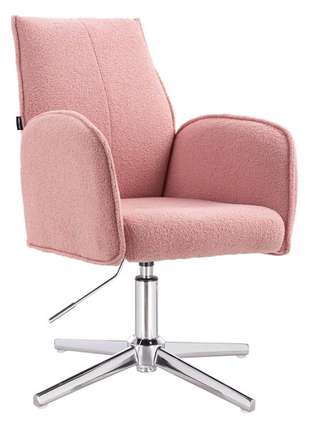 HR280CROSS Scaun Roz Pudra Boucle cu Bază Cromata