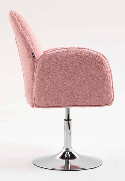 HR280N Scaun Roz Pudra Boucle cu Bază Cromata