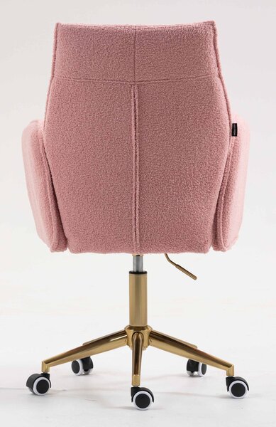 HR280K Scaun Roz Pudra Boucle cu Bază Aurie