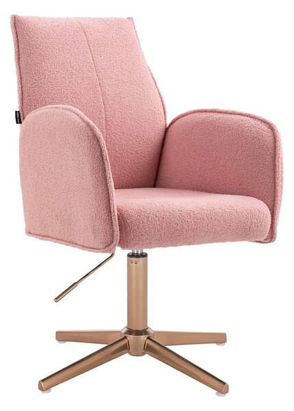 HR280CROSS Scaun Roz Pudra Boucle cu Bază Aurie