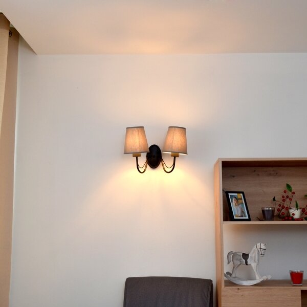 Aplica de perete MALBO 2xE27/15W/230V gri/negru