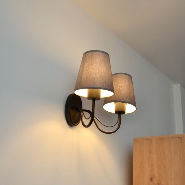 Aplica de perete MALBO 2xE27/15W/230V gri/negru