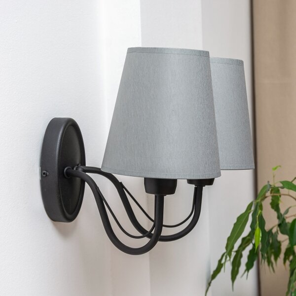 Aplica de perete MALBO 2xE27/15W/230V gri/negru
