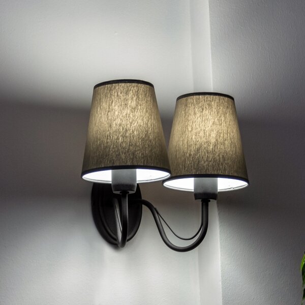 Aplica de perete MALBO 2xE27/15W/230V gri/negru