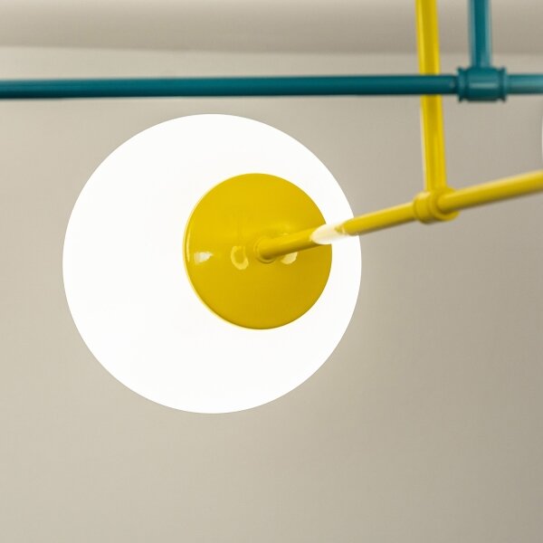 Lustru aplicat MOON, 4xE27/15W/230V, turcoaz/galben