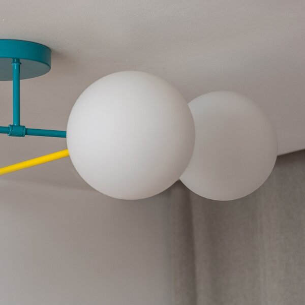 Lustru aplicat MOON, 4xE27/15W/230V, turcoaz/galben