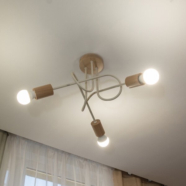 Lustră aplicată OXFORD, 3xE27/15W/230V, pin/crem