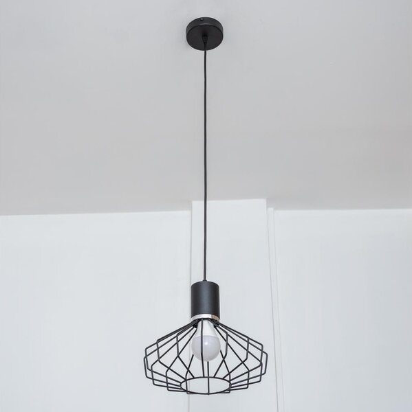 Lampă suspendată pe cablu SOLANO 1xE27/15W/230V negru/crom lucios