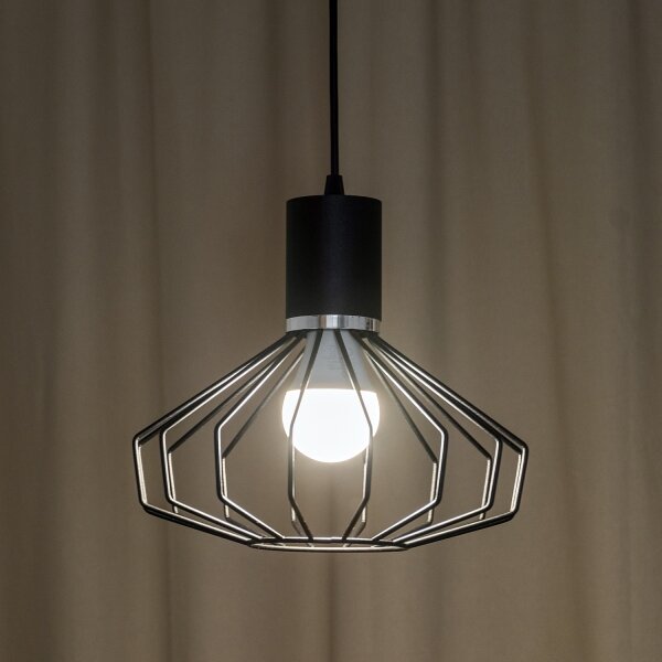 Lampă suspendată pe cablu SOLANO 1xE27/15W/230V negru/crom lucios