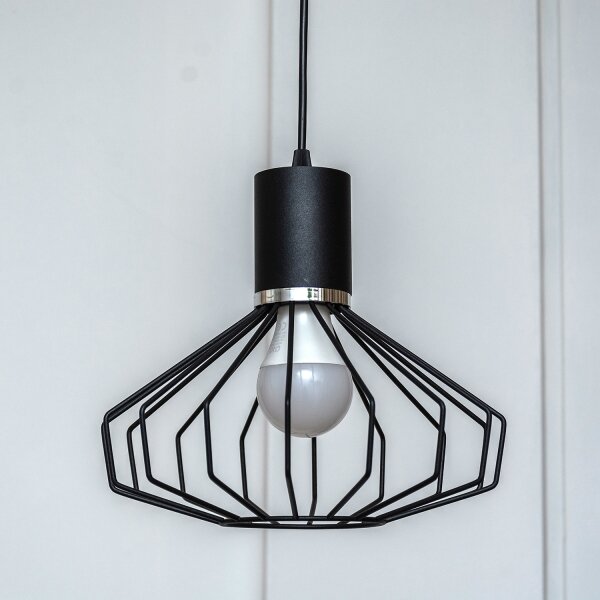 Lampă suspendată pe cablu SOLANO 1xE27/15W/230V negru/crom lucios