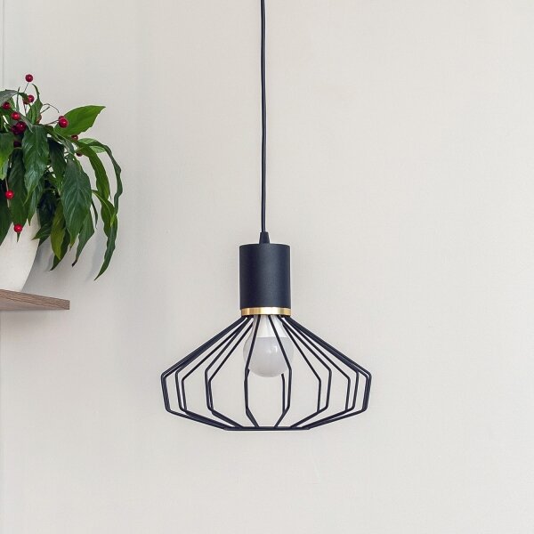 Lampă suspendată pe cablu SOLANO 1xE27/15W/230V negru/auriu