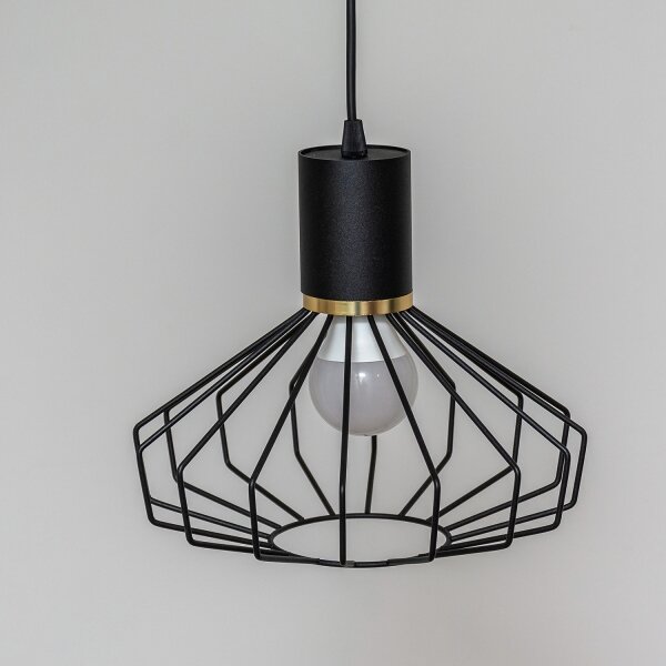 Lampă suspendată pe cablu SOLANO 1xE27/15W/230V negru/auriu