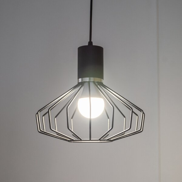 Lampă suspendată pe cablu SOLANO 1xE27/15W/230V negru/crom lucios
