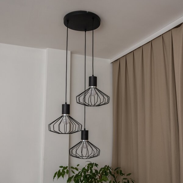 Lustră pe cablu SOLANO 3xE27/15W/230V negru/crom lucios