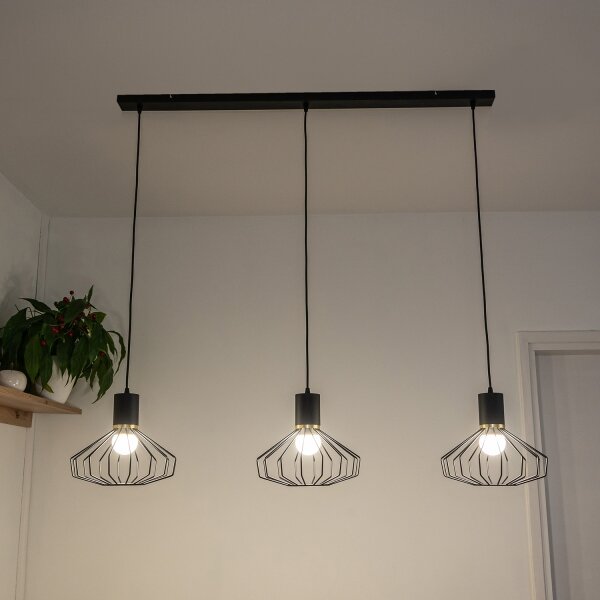 Lustră suspendată cu cablu SOLANO 3xE27/15W/230V negru/auriu