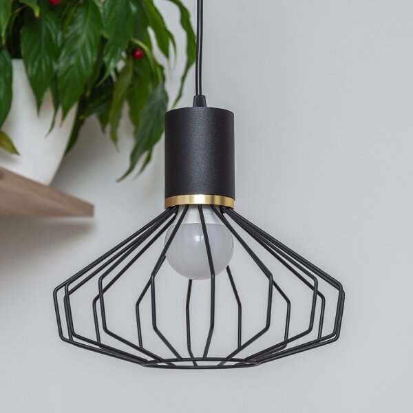 Lustră suspendată cu cablu SOLANO 3xE27/15W/230V negru/auriu